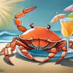 Firefly-erstelle-die-Zeichnung-von-einem-krebs-der-mit-einem-Cocktail-in-der-sonne-liegt-42330