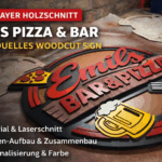 Holzschnittherstellung für Emils Pizza & Bar
